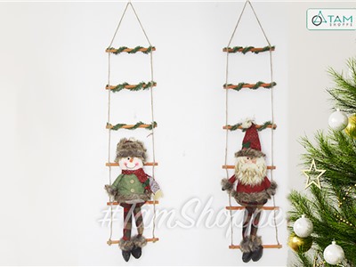 Thang treo dây thừng dài 100cm 6 bậc có ông già Noel người tuyết X-DTR-03